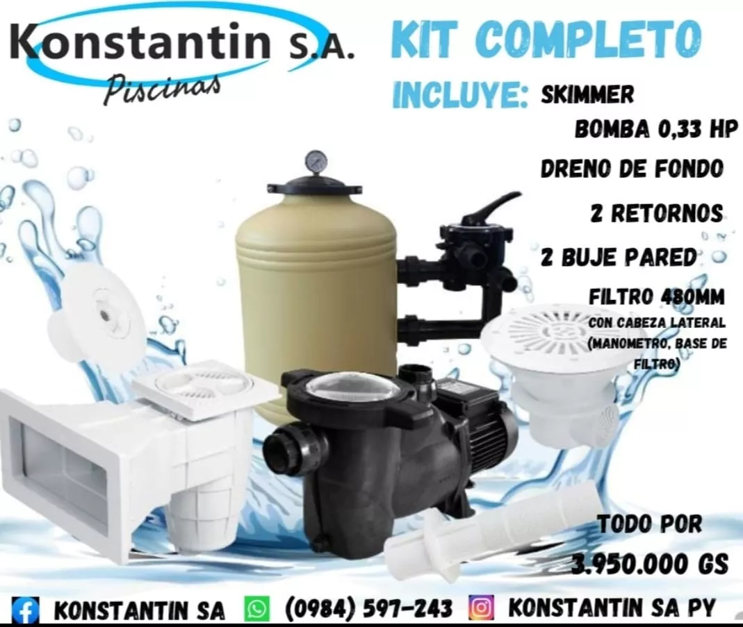 Technik Komplett Set, Skimmer, Filter, Pumpe, Piscinas Paraguay